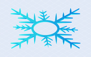 Isometric snowflake ice crystal. Falling snow flakes isolated on white background