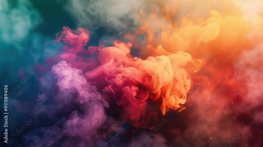 Poster vivid swirls of colorful smoke blend together in the air, creating a mesmerizing and dynamic visual 