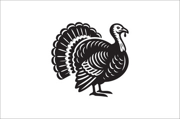 
Turkey bird Silhouette. Wild turkey silhouette with white background. Turkey icons Vector.