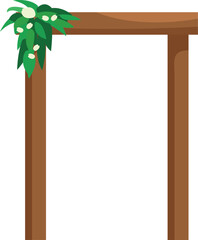 Wooden wedding arch decorated with flowers and leaves, perfect for creating a romantic atmosphere