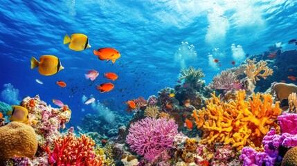 Naklejka premium Vibrant Underwater Paradise: A Coral Reef Ecosystem
