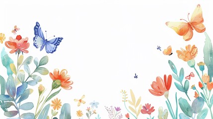 Fairy  themed borders and frames,Clipart, watercolor illustration, Perfect for nursery art The style is hand  drawn, white background