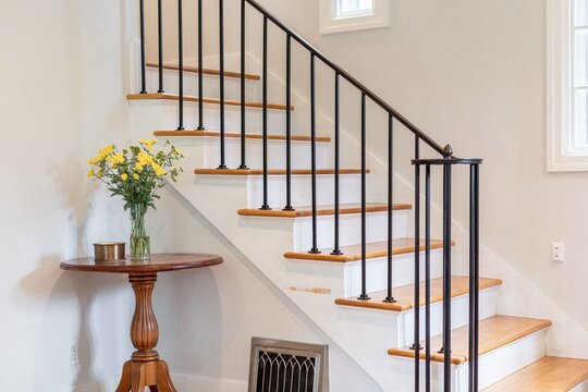 Modern Stairway Entry with Flowers