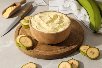 Banana flour, concept of cooking food, tasty banana flour