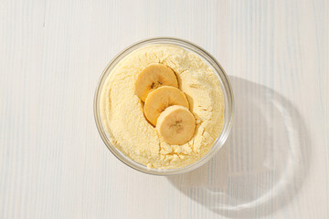 Banana flour, concept of cooking food, tasty banana flour