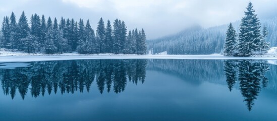 Obraz premium Winter Wonderland: Serenity by the Lake