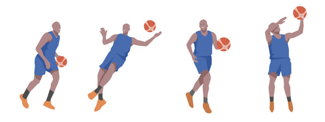 Basketball Set Collection Flat cartoon on isolated white background