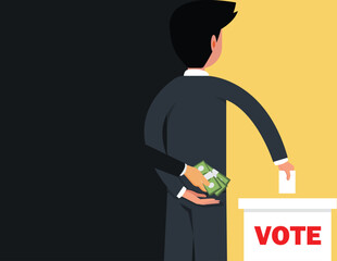 Bribery voting. Business man receive bribery from voting.