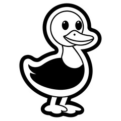 A cute cartoon featuring a friendly male duck