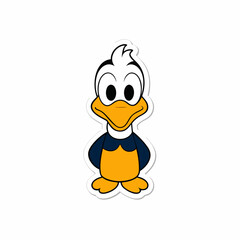 A cute cartoon featuring a friendly male duck