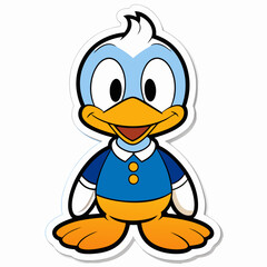 A cute cartoon featuring a friendly male duck