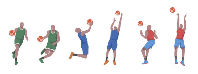 Basketball Set Collection Flat cartoon on isolated white background
