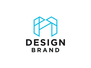 Abstract Initial Letter M Logo. Rounded Line Origami Style with Shadow.