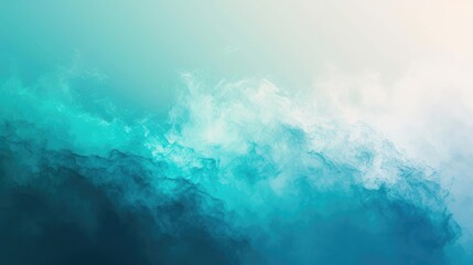 This is a digital art image of an abstract ocean wave with blue and green colors. 