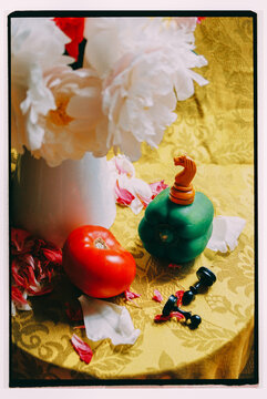 Art stil life with peonies.