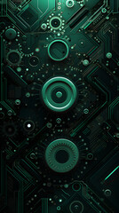 Fototapeta premium Digital technology green abstract geometric circuit graphic poster background