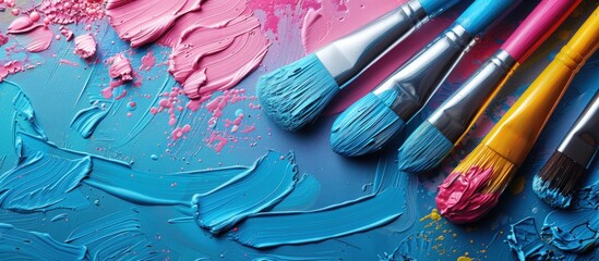 Obraz premium Paintbrushes and Color Palette