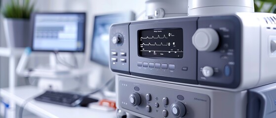 Detailed image of gray and white ultrasound apparatus with a closeup view of the convex sensor