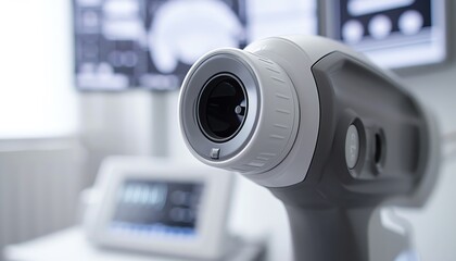 Closeup view of gray and white ultrasound device, showcasing the convex sensor