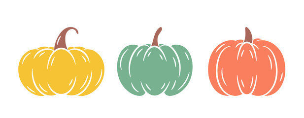 Three pumpkins, autumn colors, vector eps10 illustration