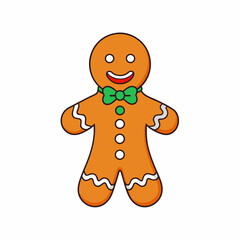 gingerbread man isolated on white, gingerbread person vector illustration, Christmas gingerbread vector art, christmas gingerbread man with house silhouette, ingerbread vector icon, eps