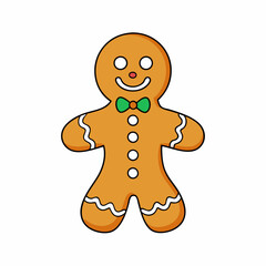 gingerbread man isolated on white, gingerbread person vector illustration, Christmas gingerbread vector art, christmas gingerbread man with house silhouette, ingerbread vector icon, eps
