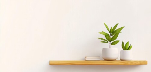 Bamboo shelving, eco-conscious home office, flat design illustration