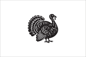 Turkey bird vector Silhouette. Turkey Animal black and white on a White Background. Turkey icons Vector.
Wild turkey silhouette with white background.