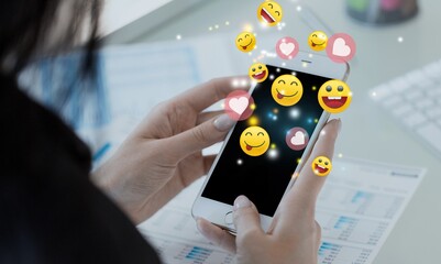 Concept of social media and digital online, use smartphone