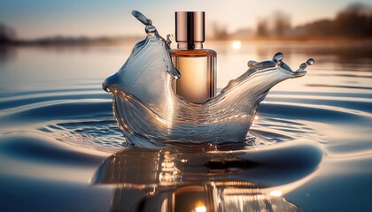Obraz premium Refreshing Perfume Splashing in Water