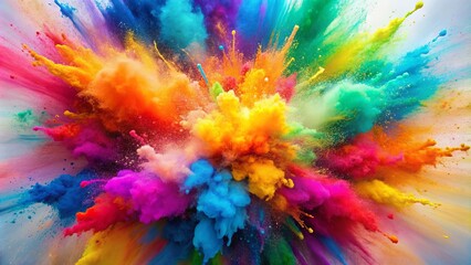 Colorful burst of watercolor paint explosion, abstract vibrant background for Holi festival celebration
