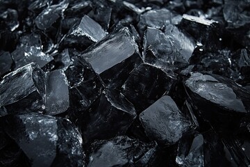 A pile of black ice chunks