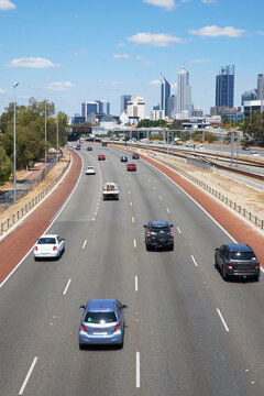 Perth City Freeway Traffic on a Sunny Day
