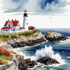 Portland Head Light in Cape Elizabeth, Maine. Capture the iconic beauty and maritime significance of this historic lighthouse situated on a rugged coastline