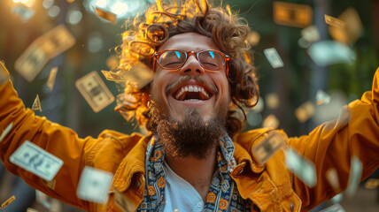 Obraz premium Laughter and money.generative ai