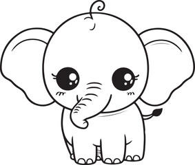 A cute elephant line art design.