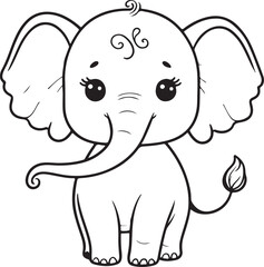 A cute elephant line art design.