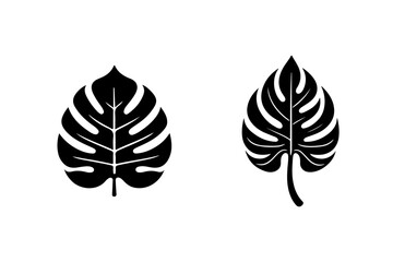 Different summer leaves silhouette vector illustration.