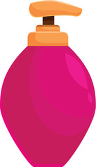 Pink and gold plastic pump dispenser bottle is standing on a white background