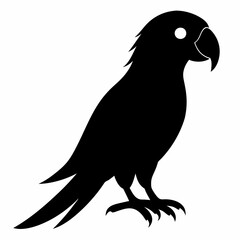 Obraz premium green parrot on a branch isolated on white, green parrot vector illustration, bird vector art, green parrot silhouette, cartoon parrot vector icon, eps