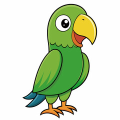 green parrot on a branch isolated on white, green parrot vector illustration, bird vector art, green parrot silhouette, cartoon parrot vector icon, eps