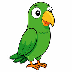 green parrot on a branch isolated on white, green parrot vector illustration, bird vector art, green parrot silhouette, cartoon parrot vector icon, eps