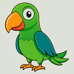green parrot on a branch isolated on white, green parrot vector illustration, bird vector art, green parrot silhouette, cartoon parrot vector icon, eps