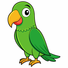 green parrot on a branch isolated on white, green parrot vector illustration, bird vector art, green parrot silhouette, cartoon parrot vector icon, eps © SvgDesignHub