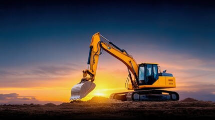 Excavator Silhouette at Sunset
