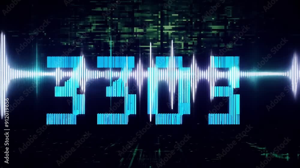 Poster a vibrant digital countdown appears on screen accompanied by a rhythmic sound wave, creating an enga
