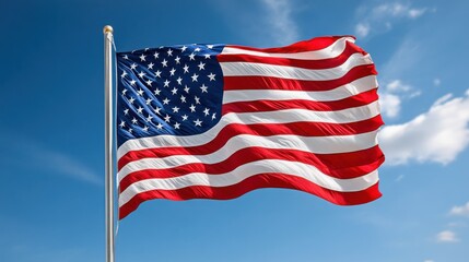 American Flag Waving Proudly in the Wind