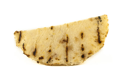 Colombian corn arepa on a white isolated background, typical breakfast gastronomic ambience