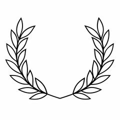 laurel wreath isolated on white, laurel wreath vector illustration, Christmas wreath vector art, laurel wreath silhouette, Line art laurel wreath vector icon, eps