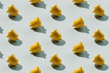 Yellow Bells Pattern on Blue Background